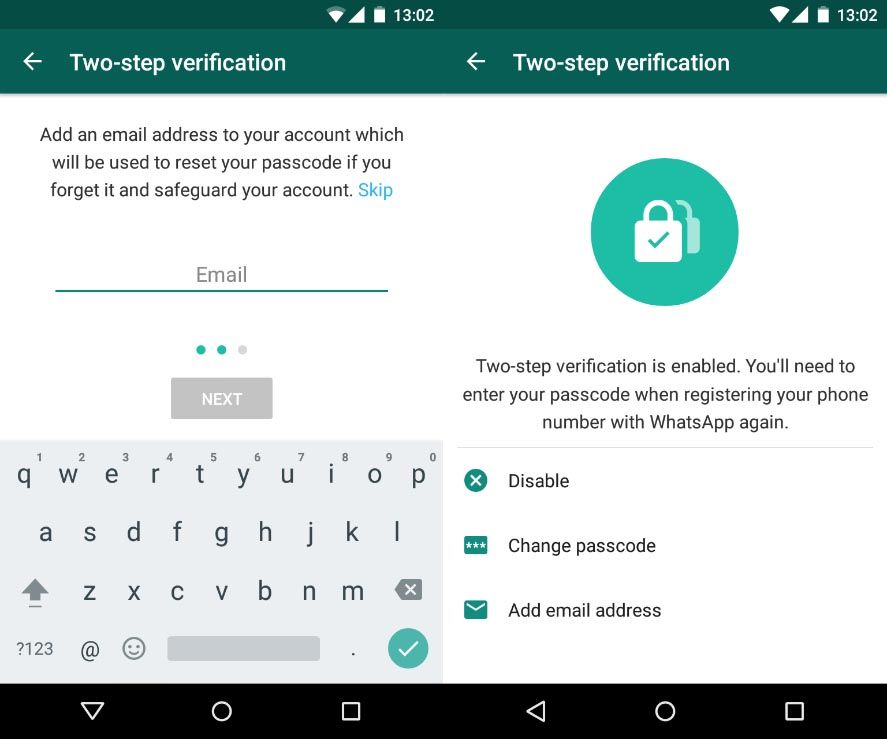 Two-step verification for on WhatsApp