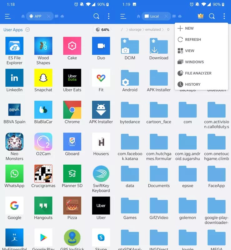 ES File Explorer's interface