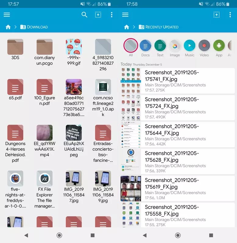 FX File Explorer's interface